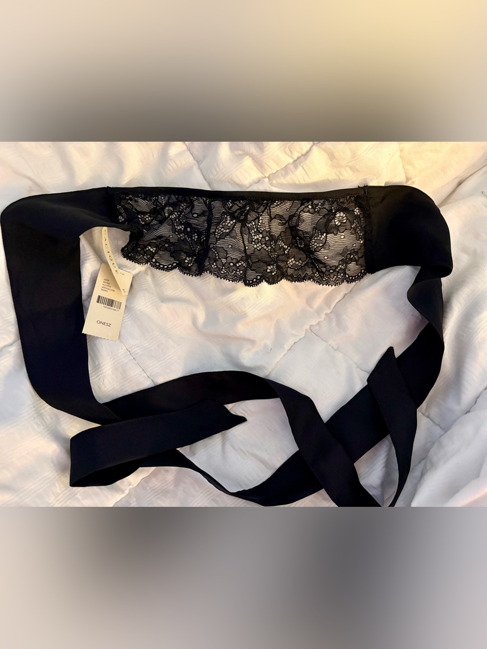 Cacique Black Lace & Satin Blindfold & Set of 2 Restraints NWT